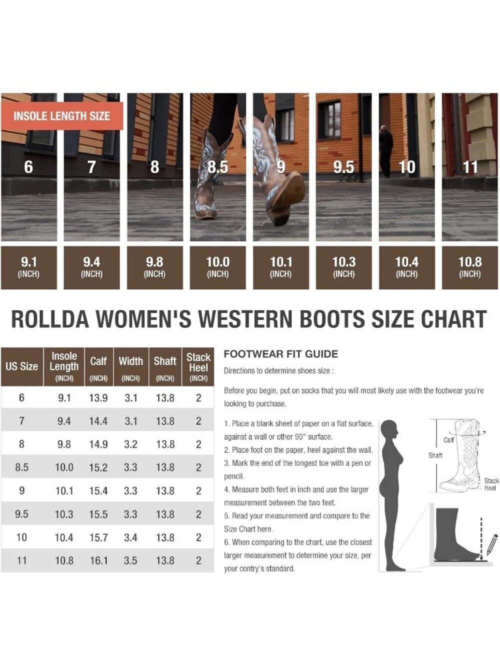 Women's Bronze Synthetic Rubber Western Cowgirl Mid Calf Chunky Heeled Boots - Picture 3 of 6